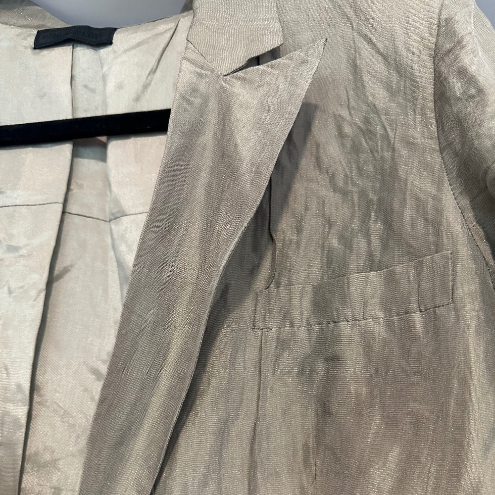 Richard Chai "Love" Taupe Crinkled Style Blazer w/ Metallic Sheen - Size 8 - Picture 10 of 12